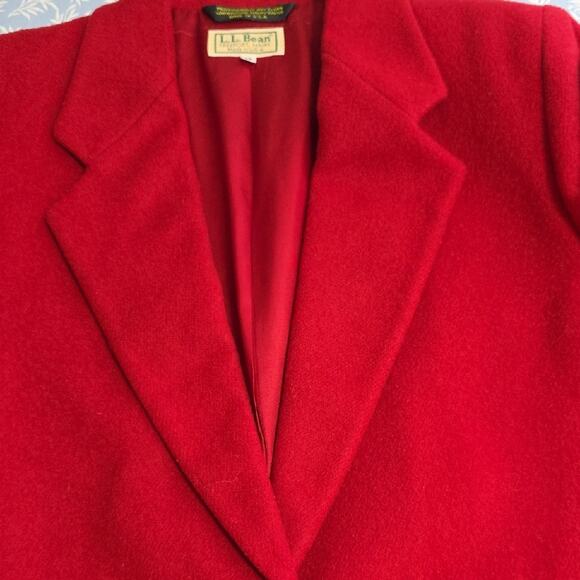 L.L. Bean Womens Sz 6 Red Cashmere Wool Shoulder Pads Made in USA Vintage Jacket - Picture 7 of 15